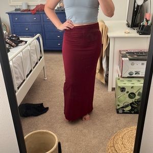 High Waisted Maxi Skirt in Maroon